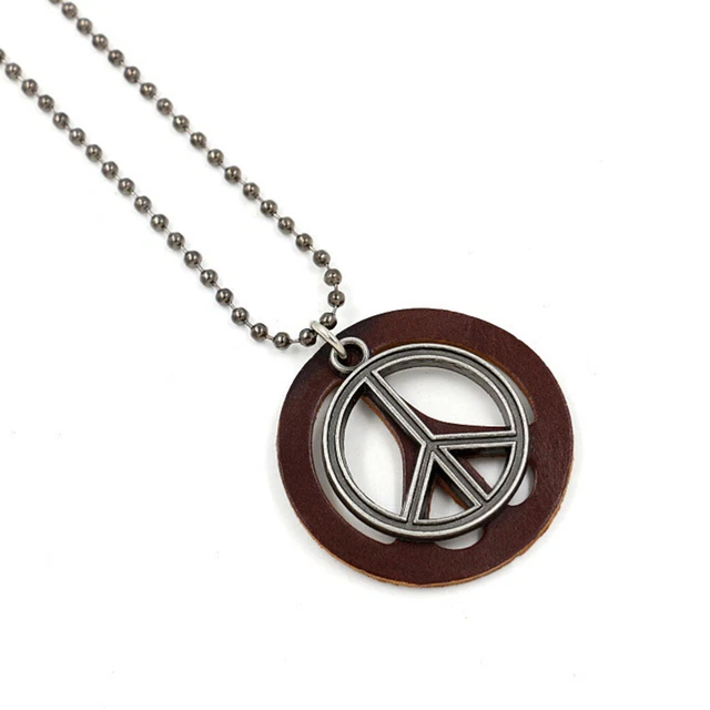 2 Stück Retro Peace Charm Halskette Peace Sign Anhänger Schmuck Mode Pullover 5