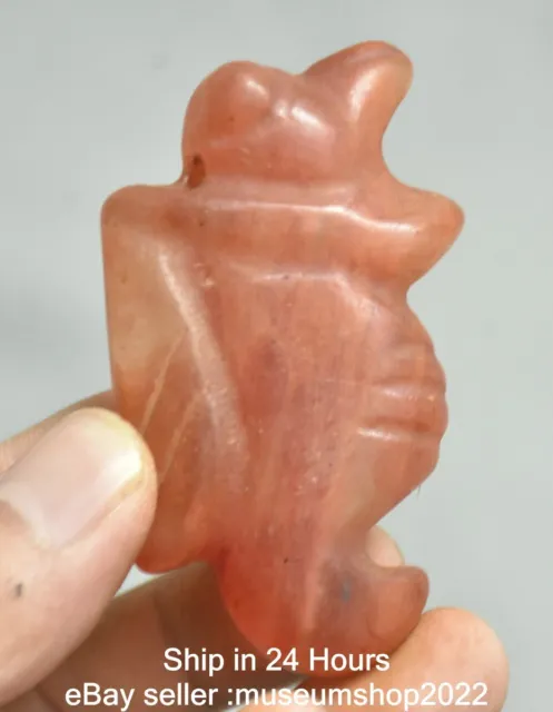 2.8 " Old Chinese Hongshan culture Red Crystal Carving Beast Amulet Pendant