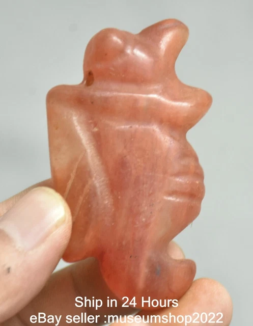 2.8 " Old Chinese Hongshan culture Red Crystal Carving Beast Amulet Pendant
