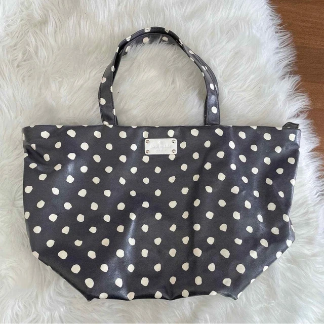 Kate Spade | Women’s Anabel Coated Canvas Tote Bag Charcoal Navy Cream Polka Dot