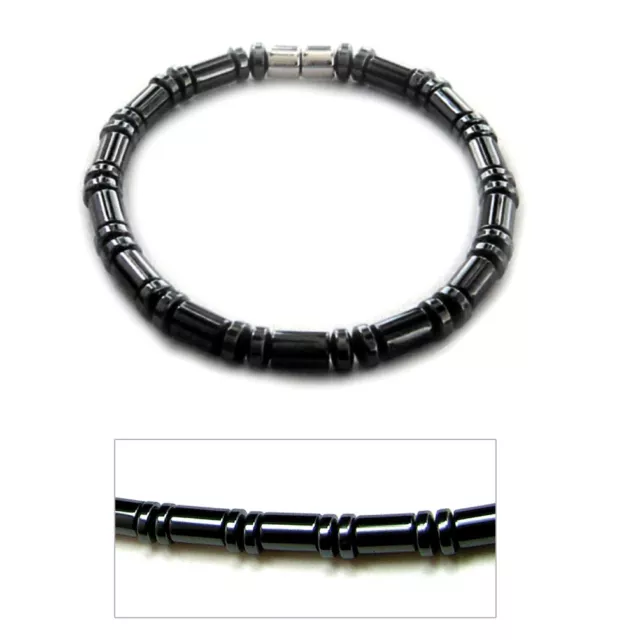 Accents Kingdom Men's Stylish Magnetic Hematite Cylindrical Bead Bracelet 2