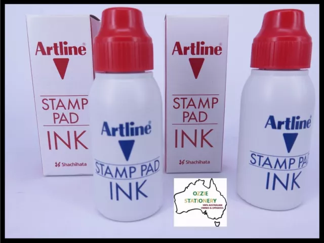 2 x RED Artline Stamp Pad Ink 50cc 110502 Value Buying