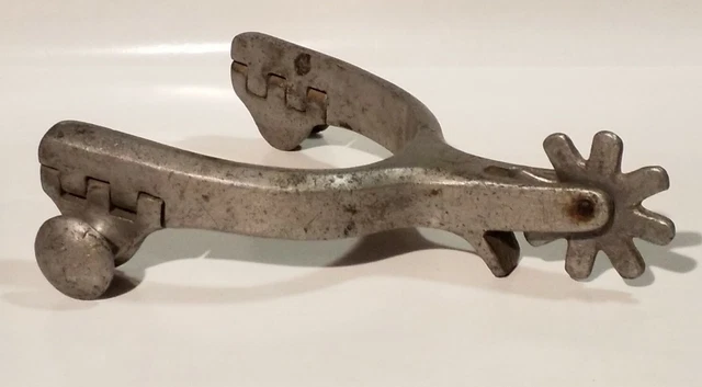 Single Vintage Aluminum Spur With 8 Point Rowel Western Americana Cowboy Decor