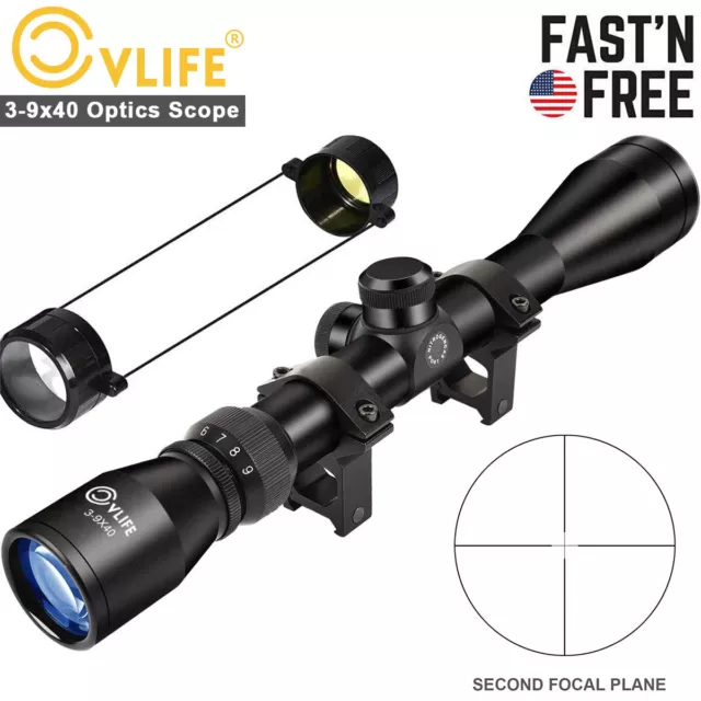 3-9x40 Hunting Scope w/ Ring Mounts Optics Scope Rifle/Air Guns/Airsoft/Crossbow