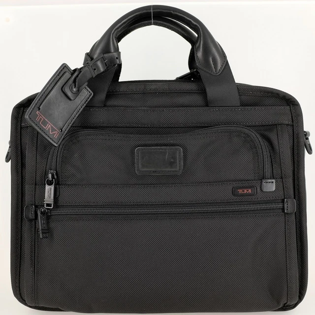 Tumi Alpha T-Pass Briefcase Business Bag Document Ballistic Nylon Leather Black