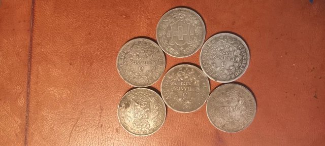 lot de pièces de monnaie, en argent+ 5fr leopold 2 et 5 fr Helvetica
