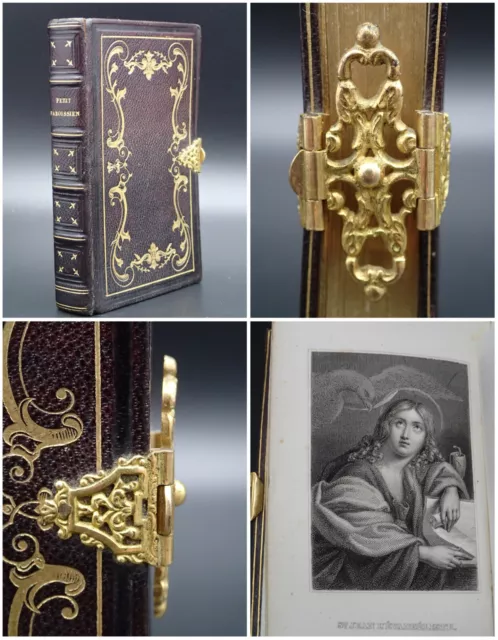 1820 RARE MISSEL FERMOIR laiton Gravures Vierge Marie Dieu latin