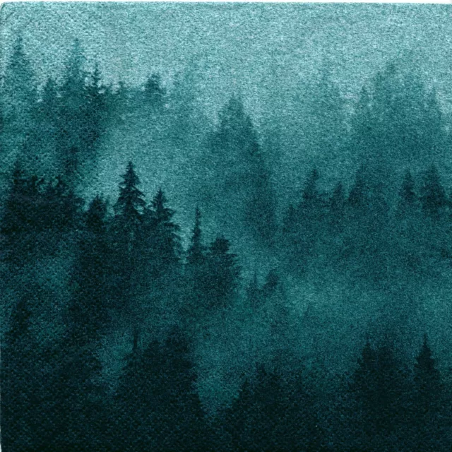 Serviettes En Papier Foret Dans La Brume. Paper Napkins Forest In The Mist