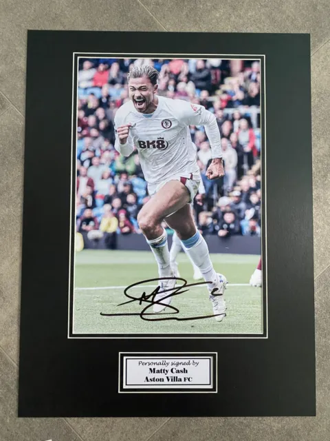 Matty Cash Aston Villa - signed photo mount