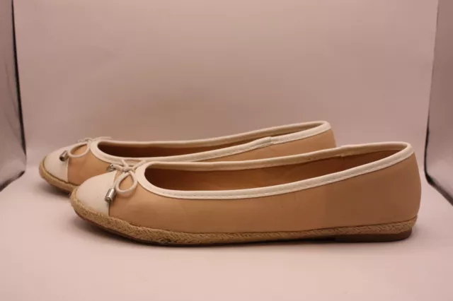 Zapatos planos de ballet Dorothy Perkins talla 5 38 beige blanco arco sin cordones bien usados