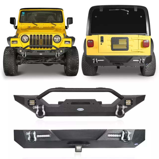 Off-Road Front Rear Bumper Assembly w/Winch Plate For 1997-2006 Jeep Wrangler TJ