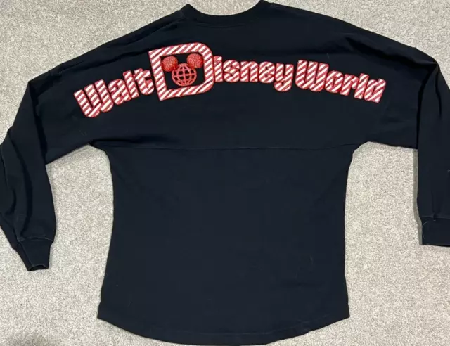 Walt Disney World Holiday Candy Cane Glitter Spirit Jersey Christmas Santa XS