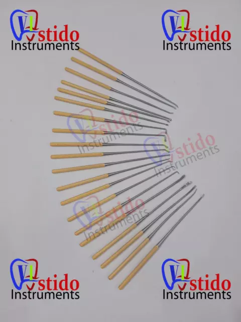 Rhoton Micro Dissector Set 20 Pieces with Gold Neurosurgery Surgical Instruments