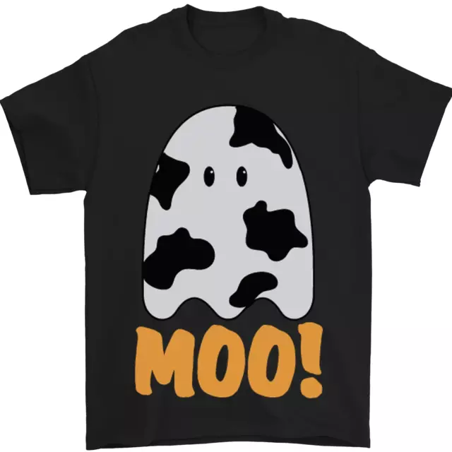 Moo Divertente Mucca Fantasma Halloween Inquietante Uomo T-Shirt 100% Cotone