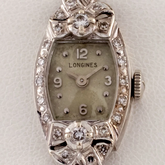 Longines 14k Oro Bianco e Diamante Donna Abito Orologio Splendido