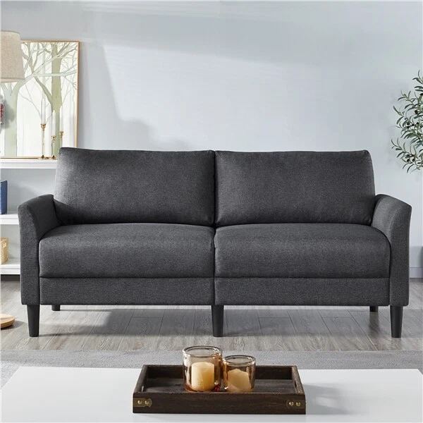 2 Seater Sofas Mid-Century Modern Sofa 191cm Loveseat Sofa Couch Grey