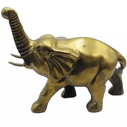 VNTG Rare LARGE Taiwanese Solid Brass Elephant  - 8” x 8”  EUC
