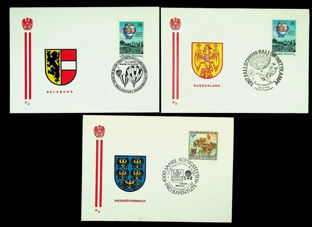 Österreich 1984-86 3v Balloon Post / Salzburg,Burgenland,Niederosterreich Auf 3