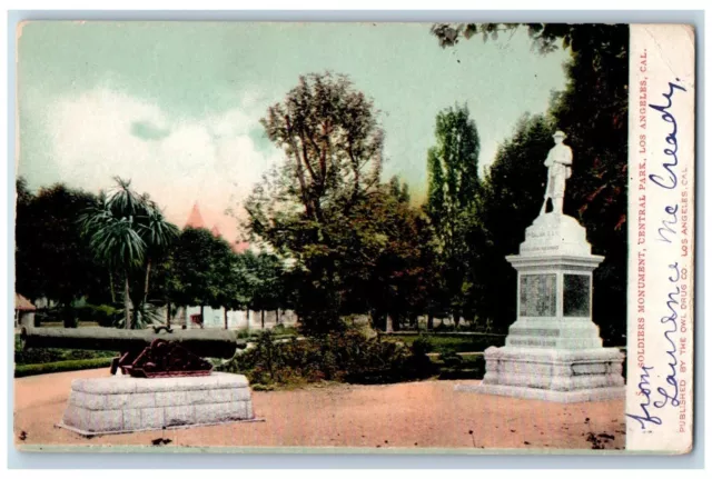 Los Angeles California CA Postcard Soldiers Monument Central Park c1905 Vintage