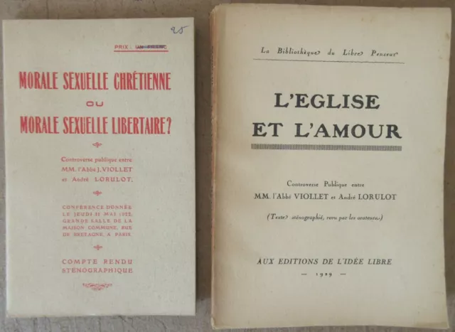 Lot 2 Andre Lorulot Vs Abbot Viollet Morale Sexual Free Pensee Atheisme Church