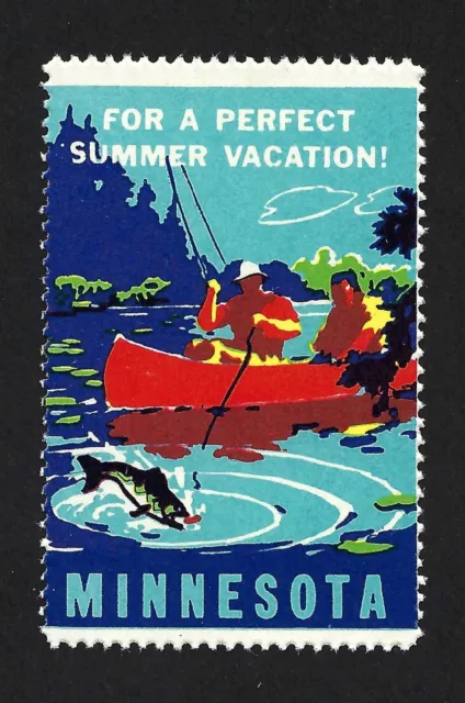 Minnesota Advertising Poster Stamp for the Perfect Vacation - Fishing