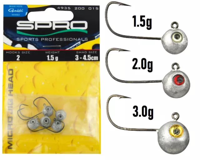 SPRO Gamakatsu Micro Jighead 5 pro Packung Raubtier Angeln Hecht Barsch Forelle
