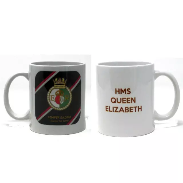 HMS QUEEN ELIZABETH Aircraft Carrier Ceramic Mug Ship's Badge on Royal ...