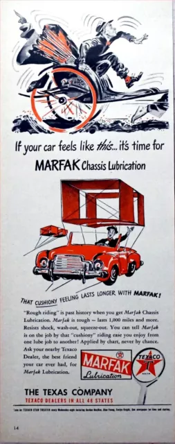 1948 Vintage Magazine Page Ad Texaco Marfak Car Chassis Lubrication