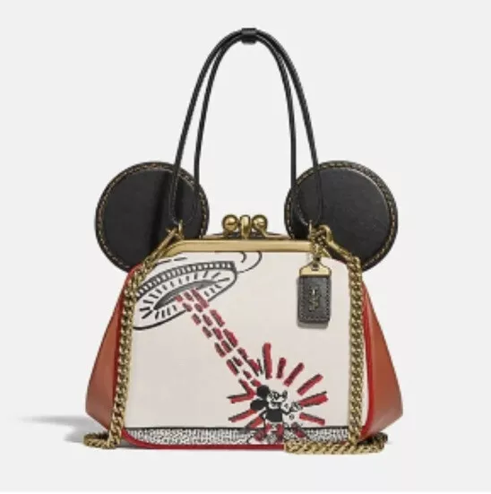 Coach X Disney Mickey Mouse UFO Keith Haring Kisslock Bag Satchel Purse NWT