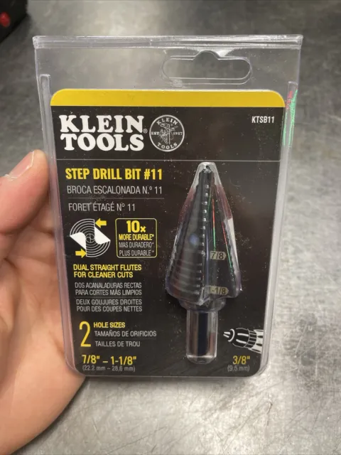 Klein Tools KTSB11 Double Fluted Step Drill Bit #11,  7/8” - 1-1/8”