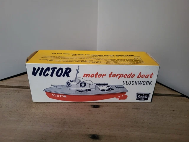 Boxed Sutcliffe Tiger 9 Inch Clockwork Motorboat a Wind up Tin Plate Toy Boat Made in England/pond Yachts - UK