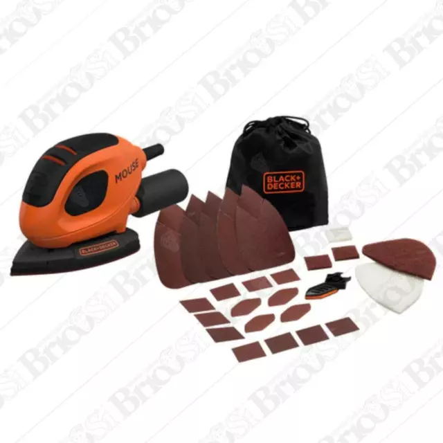 Black&Decker Levigatrice Palmare orbitale 55W Mouse + 15 accessori BEW230BC-QS