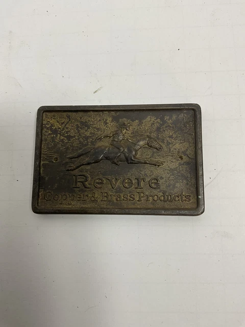 Vintage Heavy Brass Paperweight Or Sign Paul Revere Copper And Brass Products