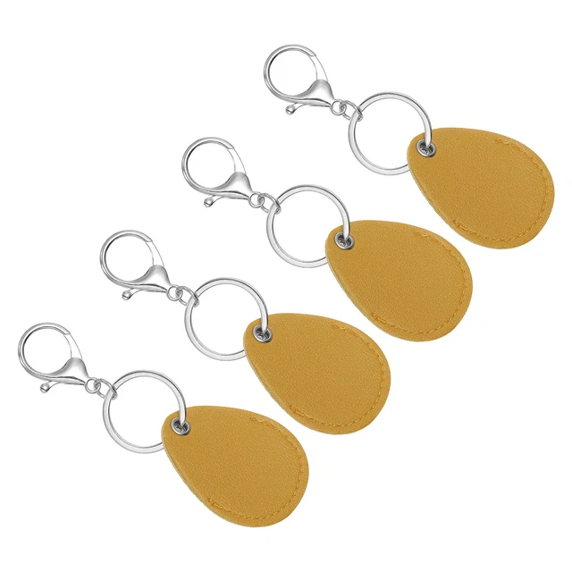 Portachiavi in pelle, 4 pz portachiavi in pelle poliuretano portachiavi, giallo