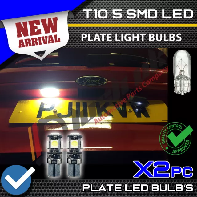 2x 501 Ford Fiesta Mk 7 Mk7 License Number Plate LED Light Bulbs - Xenon White