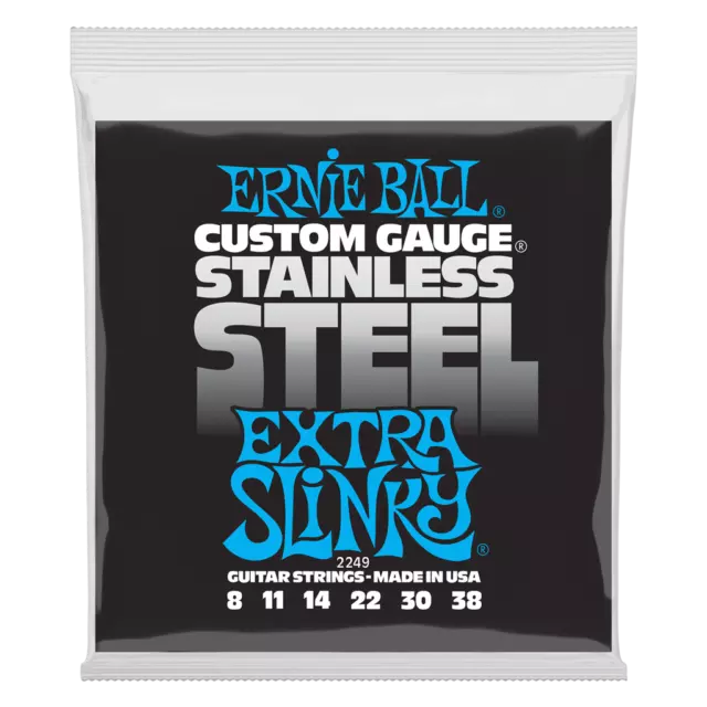 Ernie Ball Stainless Steel Extra Slinky 8-38 Electric Guitar Strings 1-6 Packs