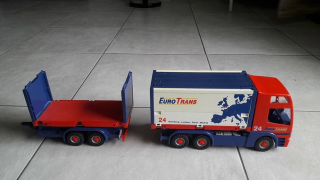 PLAYMOBIL CAMION REMORQUE Transports Euro Trans Double Remorque Ref 4323 Truck EUR 22,99 