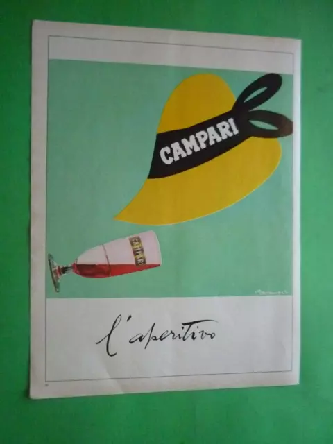 BITTER CAMPARI L'APERITIVO disegno Marangolo cappellino 1965 Pubblicità 1 pagina