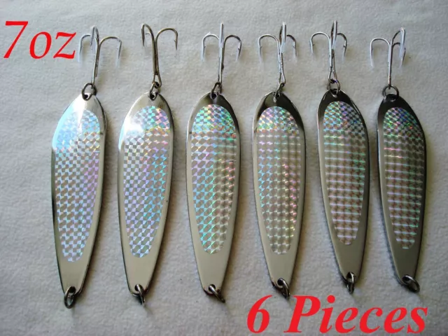 6 Pieces casting 1oz Green Holographic Crocodile Spoons Trolling Fishing  Lures