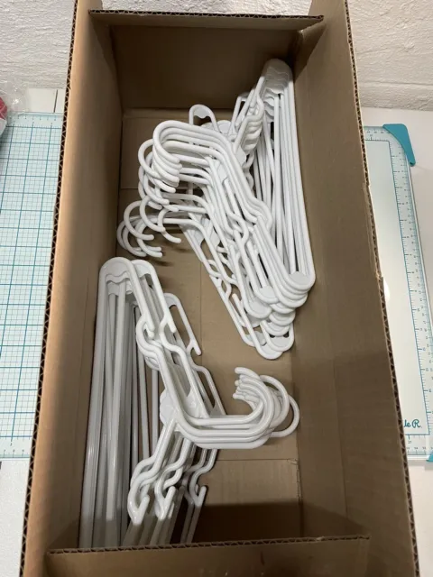 Children's Size (baby/toddler) white plastic hangers lot of 40 Tubular Hangers.