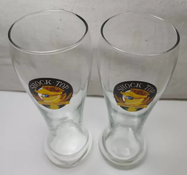 Vintage Shock Top Lemon Shandy Wheat Lemon Man Crystal Beer Glass 16 oz Pilsner 2