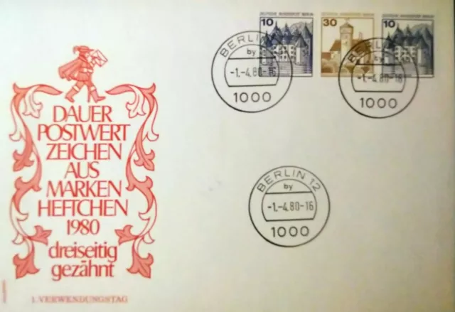 Berlin 1980 Zusammendrucke Paar W 70 auf FDC ESST: Berlin 1000 - 01.04.1980