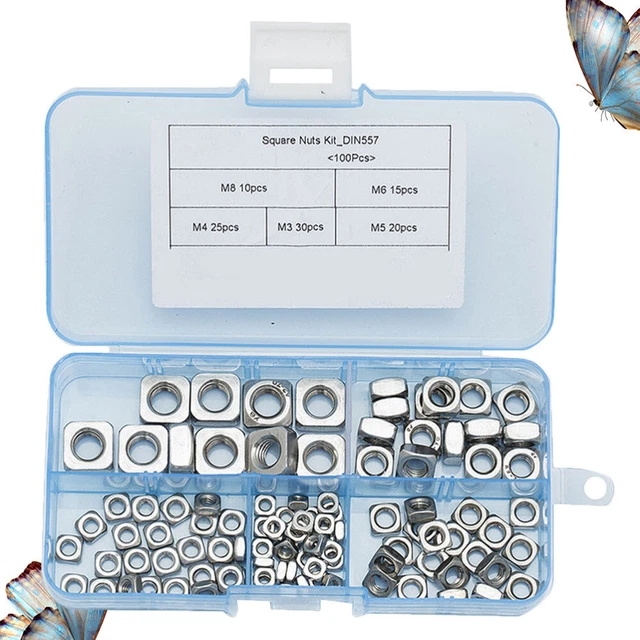 100 pz dado di contrasto 100 pz viti quadrate acciaio inox