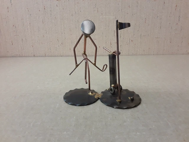 Folk Art Angry Golfer Metal Sculpture