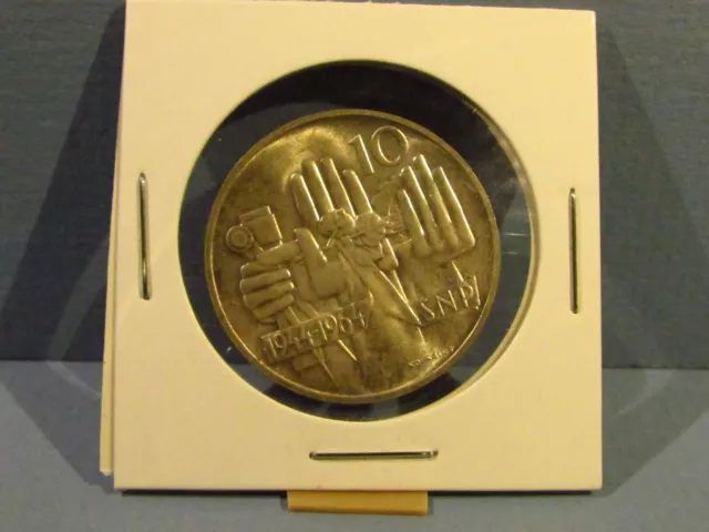 Czechoslovakia 1964 10 Korun Silver BU Coin Slovak National Uprising vs Nazis WW