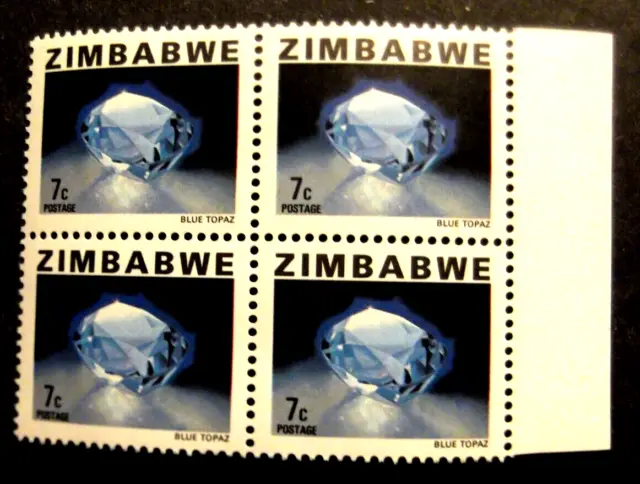Zimbabwe-1980-Block of Four 7c Topaz-MNH