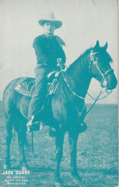 Vintage Jack Duane on horse blue tinted blank backed card
