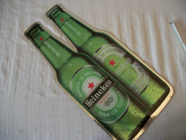 Heineken And Heineken Light Beer Metal Sign - 18 Inches High & 8 1/2 Inches Wide
