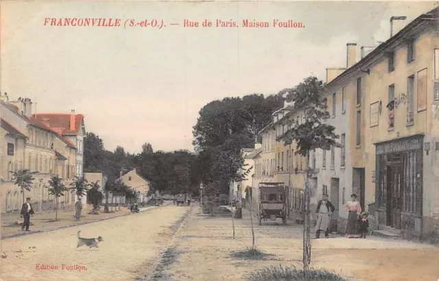 CPA 95 FRANCONVILLE RUE DE PARIS MAISON FOULLON (colorized shot
