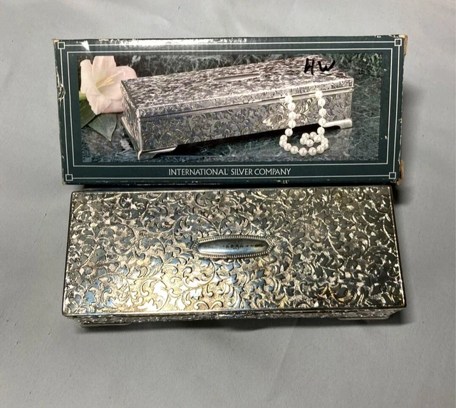 1991 International Silver Company Silverplated Chased Jewelry Box Silver Plated